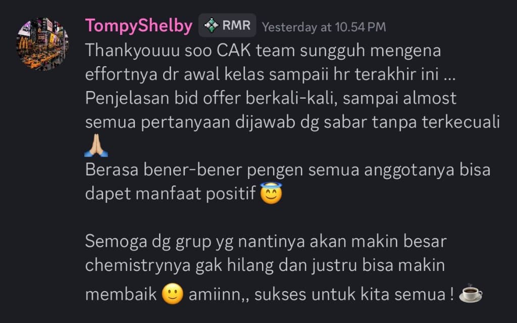 Testimonial from Member CAK